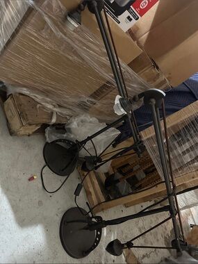 Four hands Industrial-Style Adjustable Floor Lamp Pair in Oil-Rubbed Bronze base